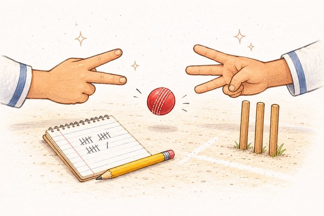 Hand Cricket notebook game illustration