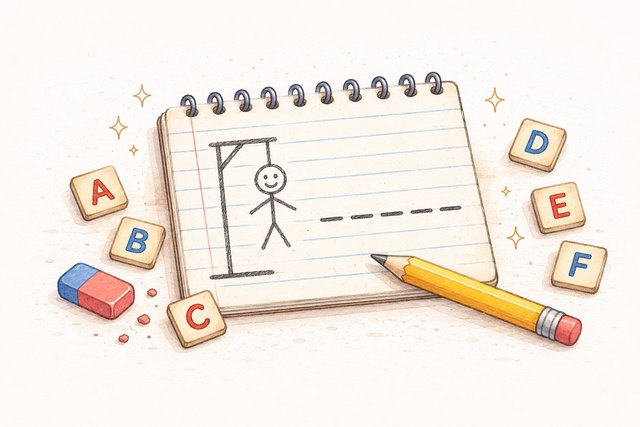 Hangman notebook game illustration