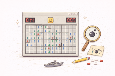 Minesweeper notebook game illustration
